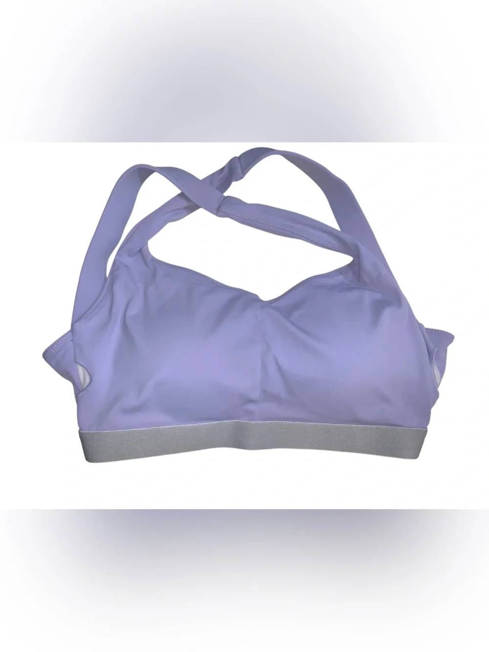 KeyHalo Active Crop Tank Top w/Built in Sports Bra Lavendar Strappy Size L - Picture 4 of 6